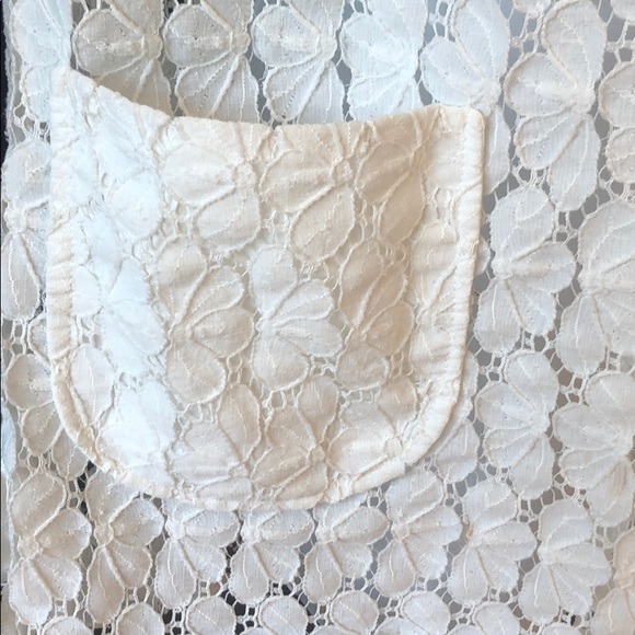 Vintage Becky white lace top vest pockets collar M - Picture 3 of 13